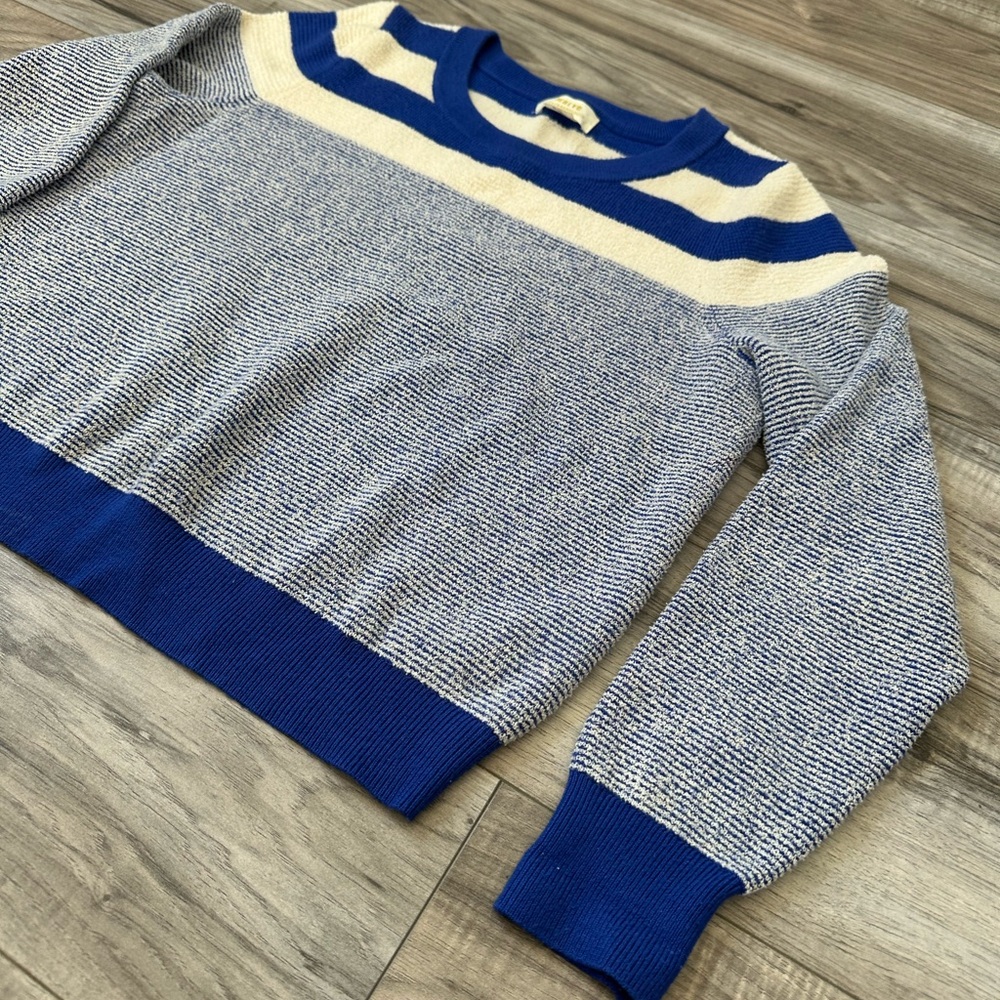 Anthropologie Maeve Paulina Striped Knit Crewneck Sweater in Blue Size Medium - Picture 5 of 9